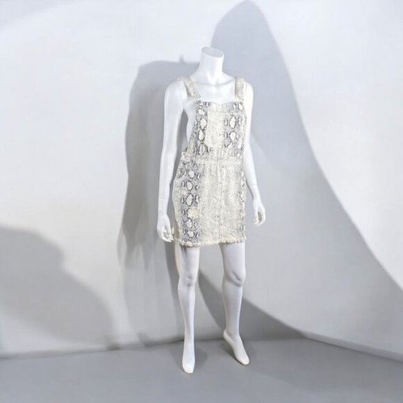 Pol Snakeskin Overall Skirt Beige Size Medium - Picture 10 of 16